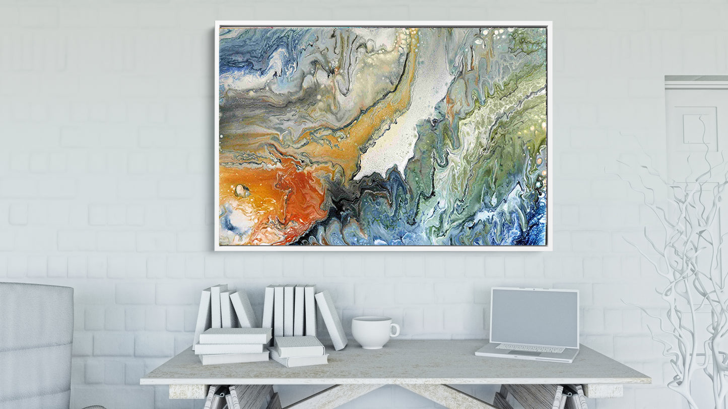 Abstract Acrylic Pour Painting, Pouring Painting on Canvas, Home Decor Pouring Art, Multicolour Pour Painting