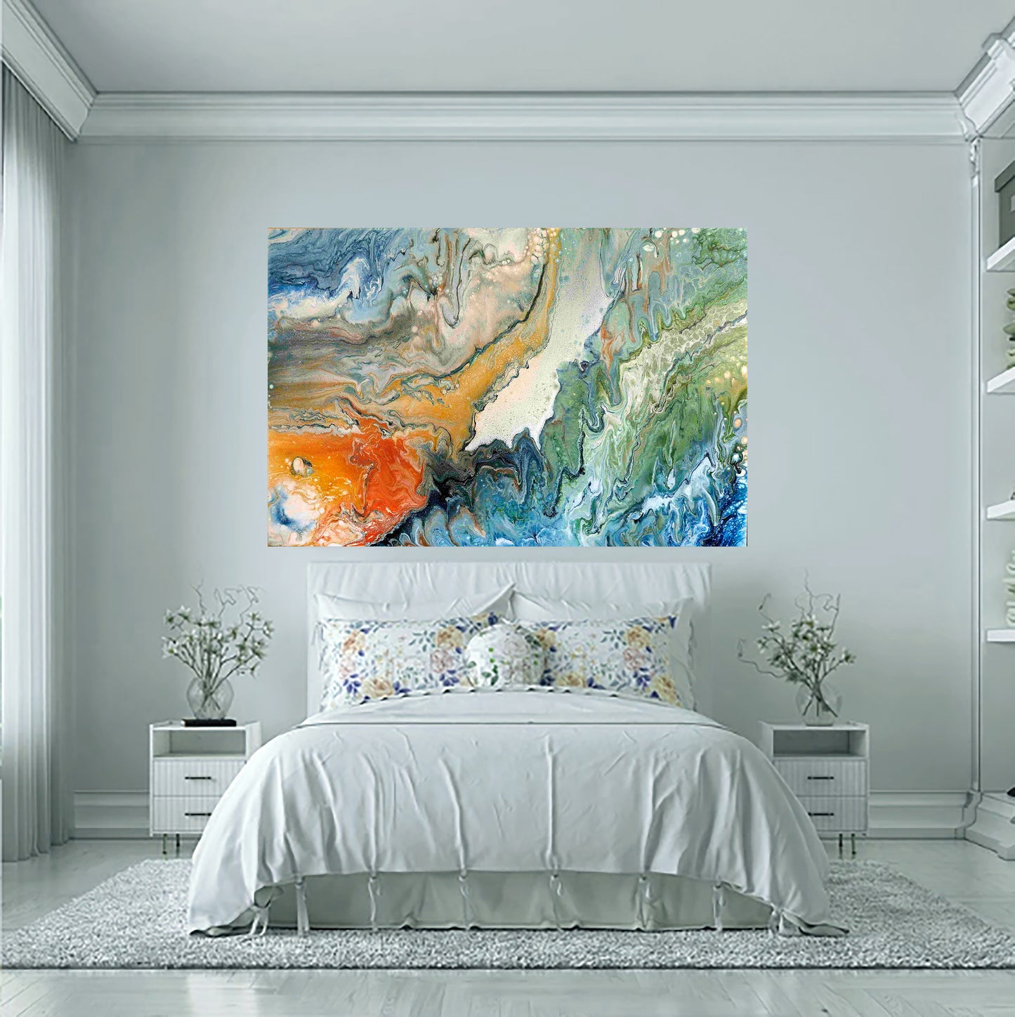 Abstract Acrylic Pour Painting, Pouring Painting on Canvas, Home Decor Pouring Art, Multicolour Pour Painting