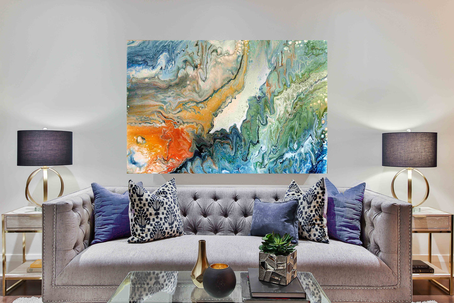 Abstract Acrylic Pour Painting, Pouring Painting on Canvas, Home Decor Pouring Art, Multicolour Pour Painting