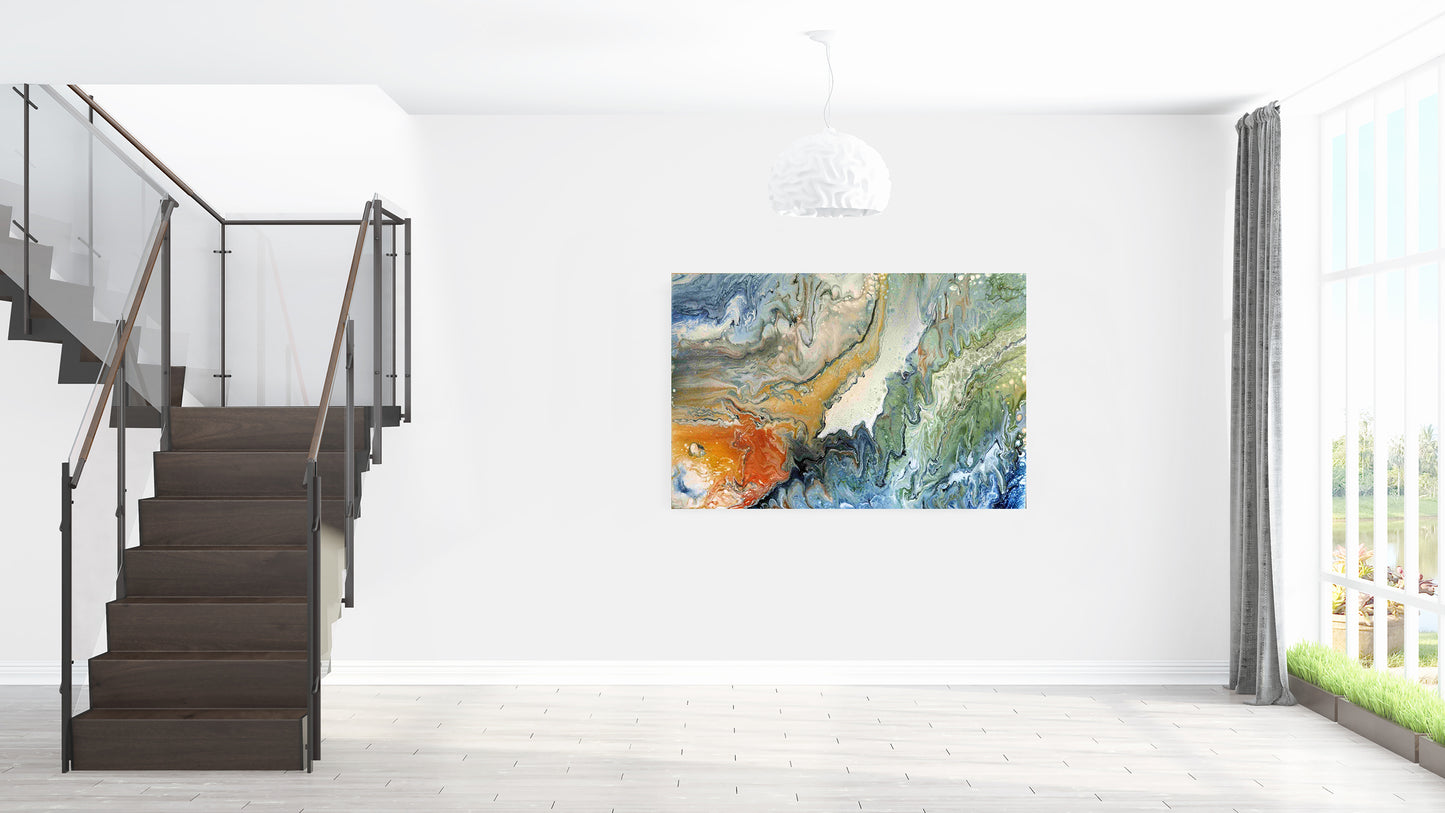 Abstract Acrylic Pour Painting, Pouring Painting on Canvas, Home Decor Pouring Art, Multicolour Pour Painting