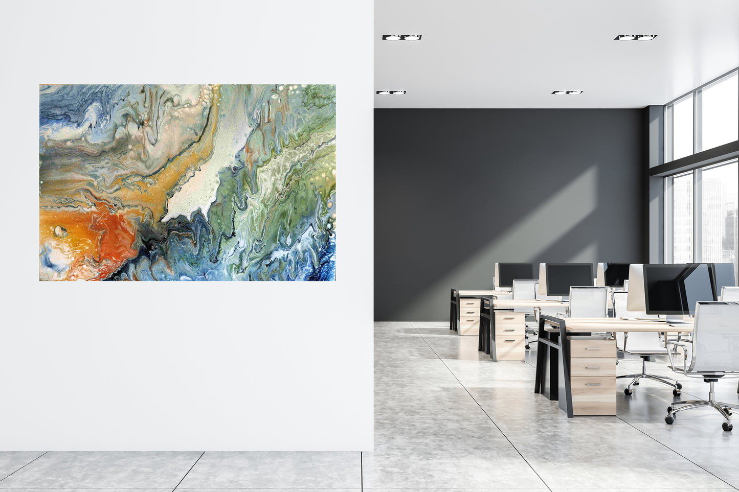 Abstract Acrylic Pour Painting, Pouring Painting on Canvas, Home Decor Pouring Art, Multicolour Pour Painting