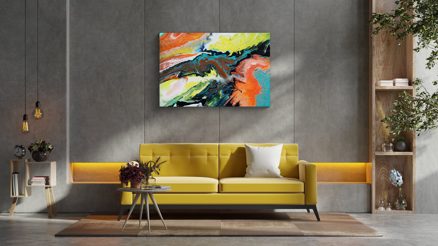 Handmade Abstract Pour, Heavy Texture Colourful Art, Wall Hanging Abstract, Abstract Style Pour on Canvas