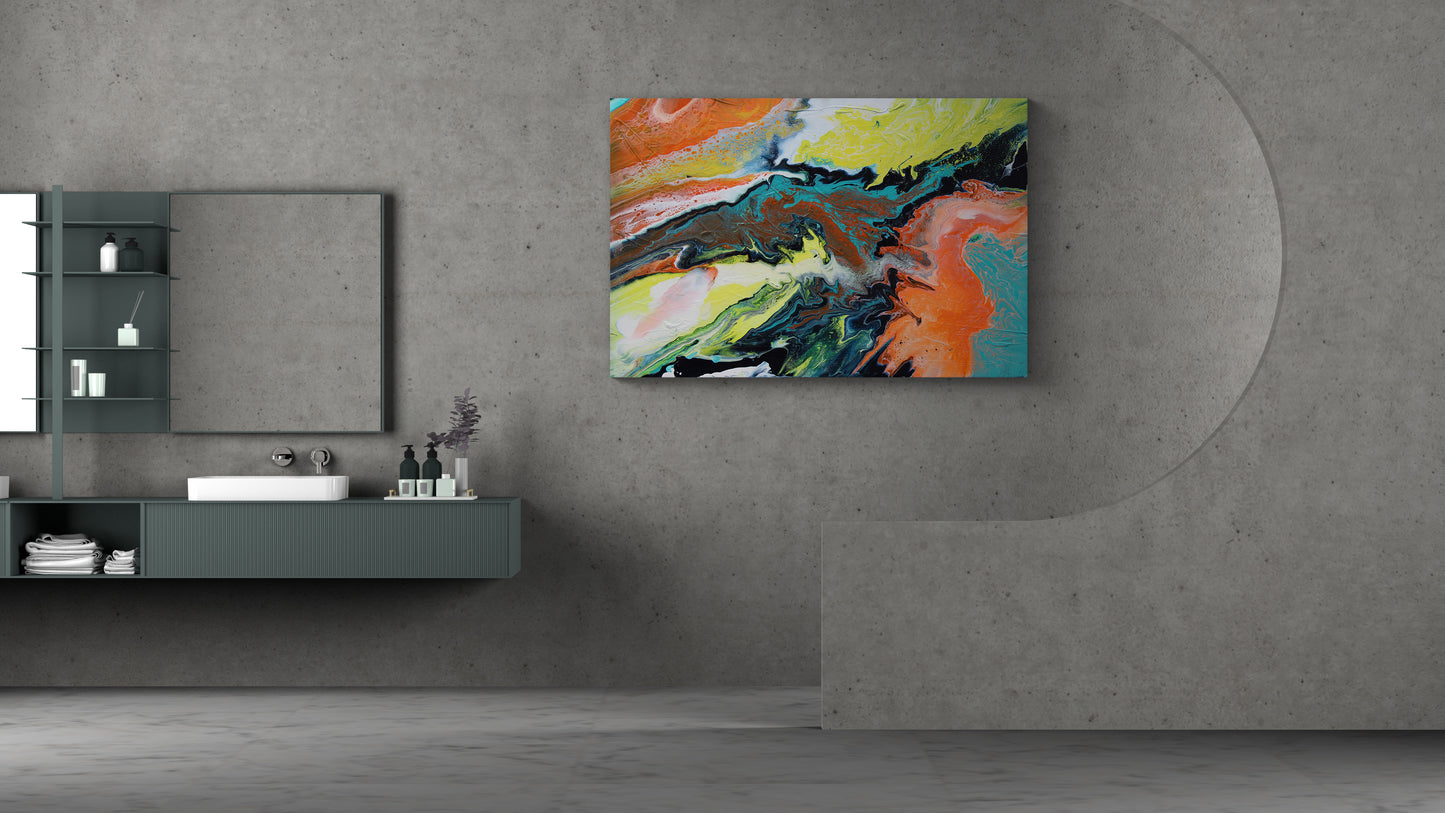 Handmade Abstract Pour, Heavy Texture Colourful Art, Wall Hanging Abstract, Abstract Style Pour on Canvas