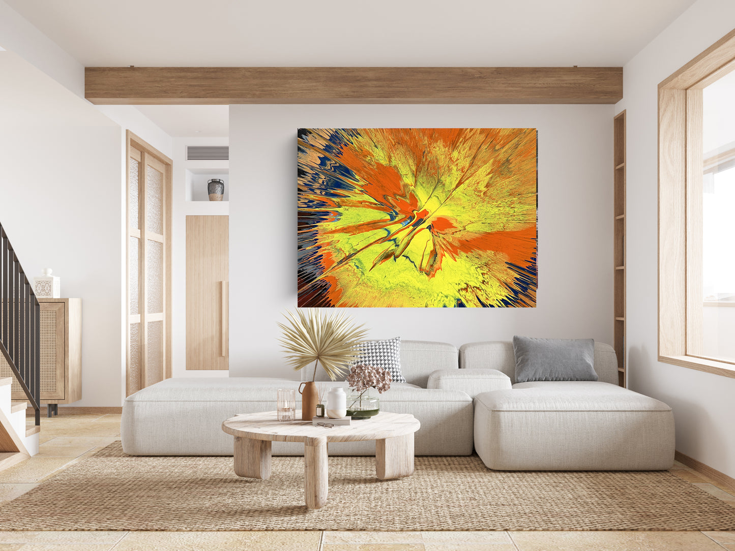 Large Spin, Wall Art on Canvas, Summer Abstract, Spin Painting, Large Home Decor, Acrylic Abstract, Spin Art on Canvas, Office Spin Decor